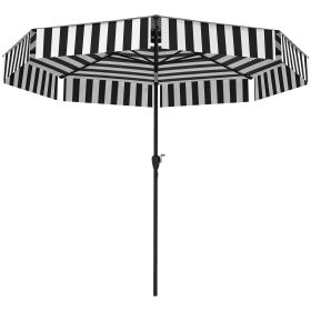 8.6FT Patio Umbrella, UPF 30+ Outdoor Market Umbrella, 2-Tier Vented Patio Table Umbrella with Crank 8 Ribs (Color: Black)