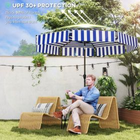 8.6FT Patio Umbrella, UPF 30+ Outdoor Market Umbrella, 2-Tier Vented Patio Table Umbrella with Crank 8 Ribs (Color: Navy Blue)